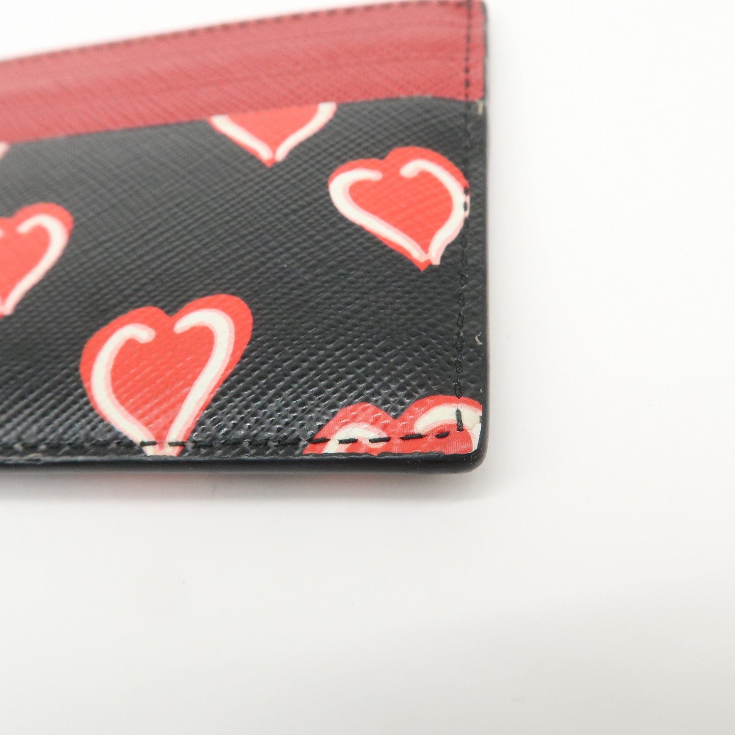 Prada Saffiano Leather Heart Card Case Black Red White 1MC025【Pre-order】