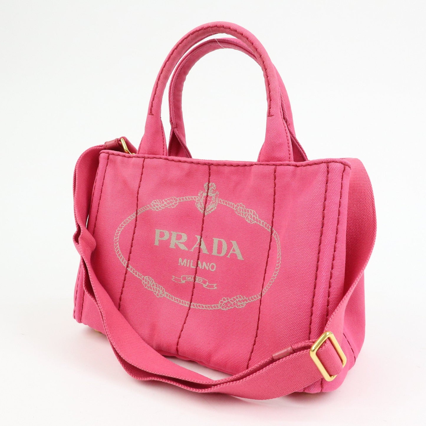 Prada Triangle Logo Canapa Mini 2Way Hand Shoulder Bag Pink B2439G【Pre-order】