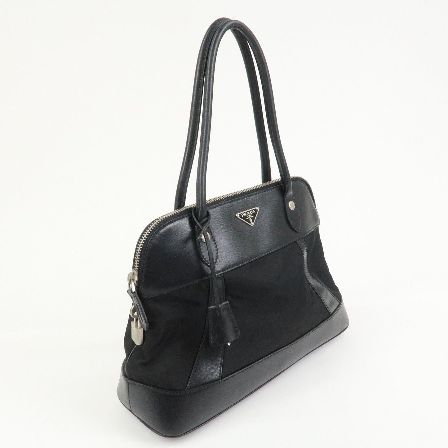 Prada Triangle Logo Nylon Leather Shoulder Bag Hand Bag Black【Pre-order】