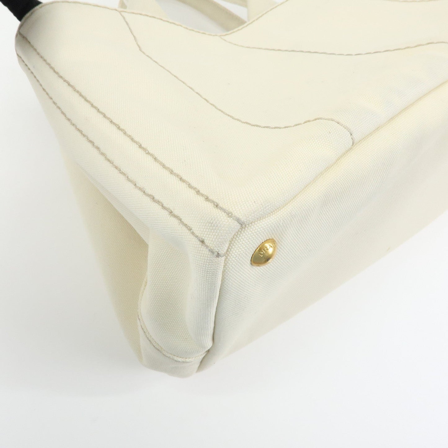Prada Canapa Large Triangle Logo Tote Hand Bag Ivory BN1872【Pre-order】