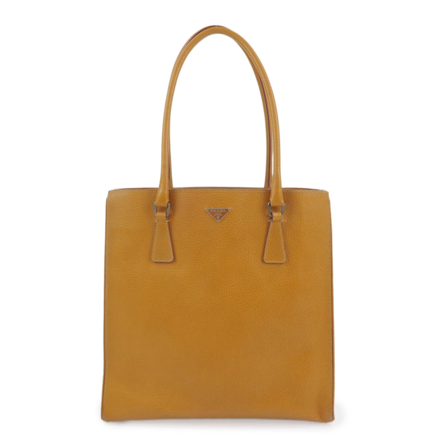 Prada Triangle Logo Leather Tote Bag Shoulder Bag Light Brown【Pre-order】