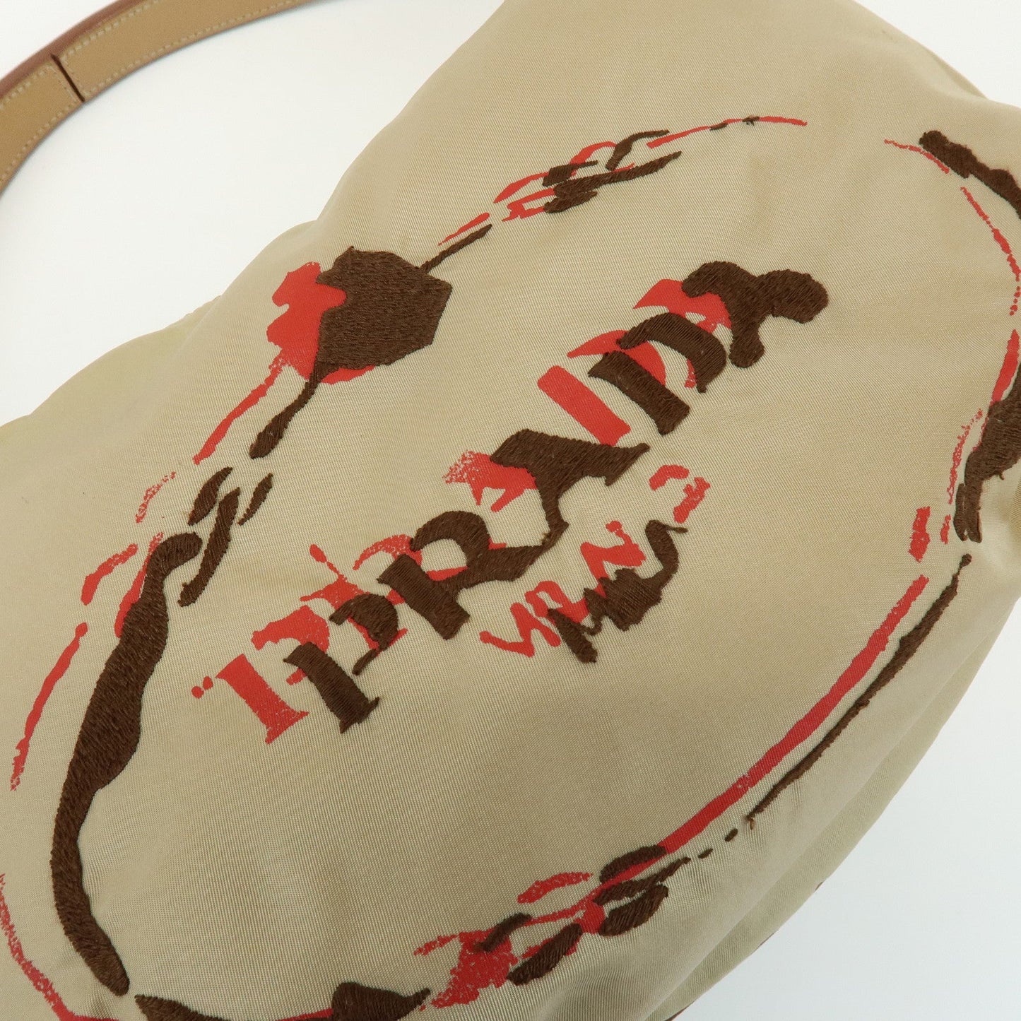 Prada Logo Nylon Leather Shoulder Bag Hand Bag Beige BR3315【Pre-order】