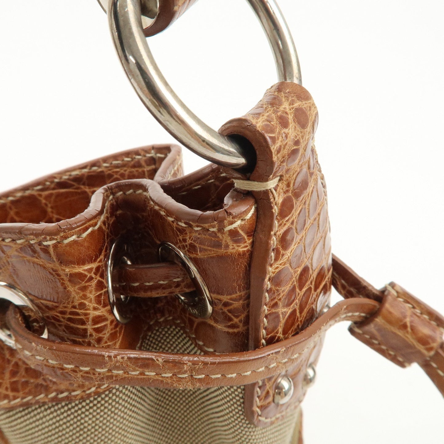 Prada Logo Jacquard Canvas Embossed Leather Shoulder Bag【Pre-order】