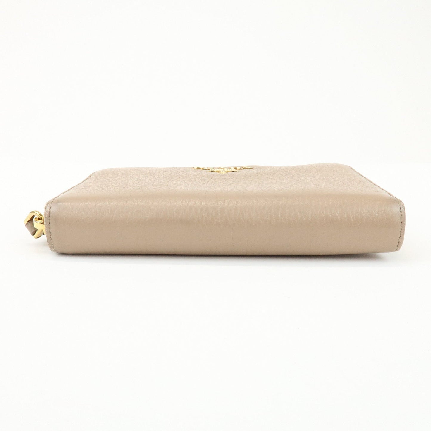 Prada Calf Leather Compact Round Zippy Wallet Beige Gold【Pre-order】