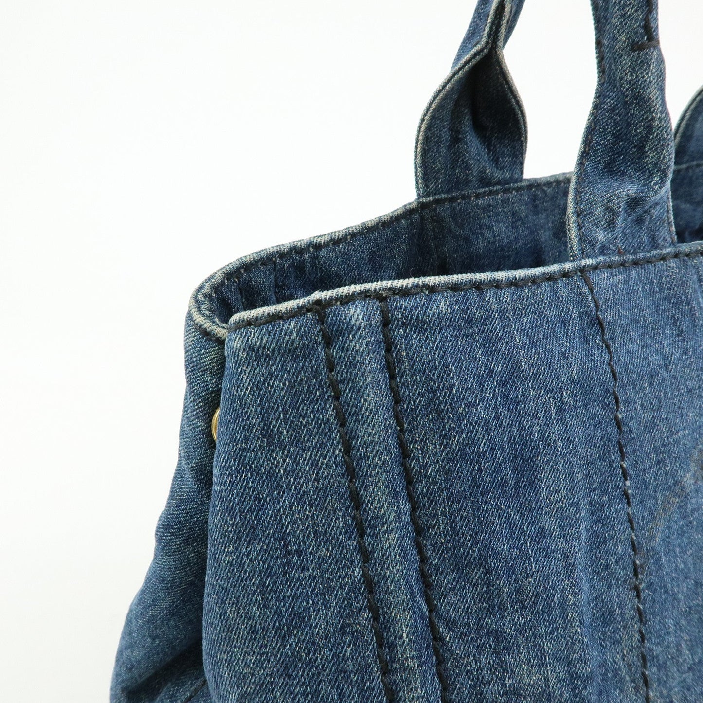 Prada Logo Canapa Canvas Denim Tote Bag Hand Bag Blue B1877B【Pre-order】