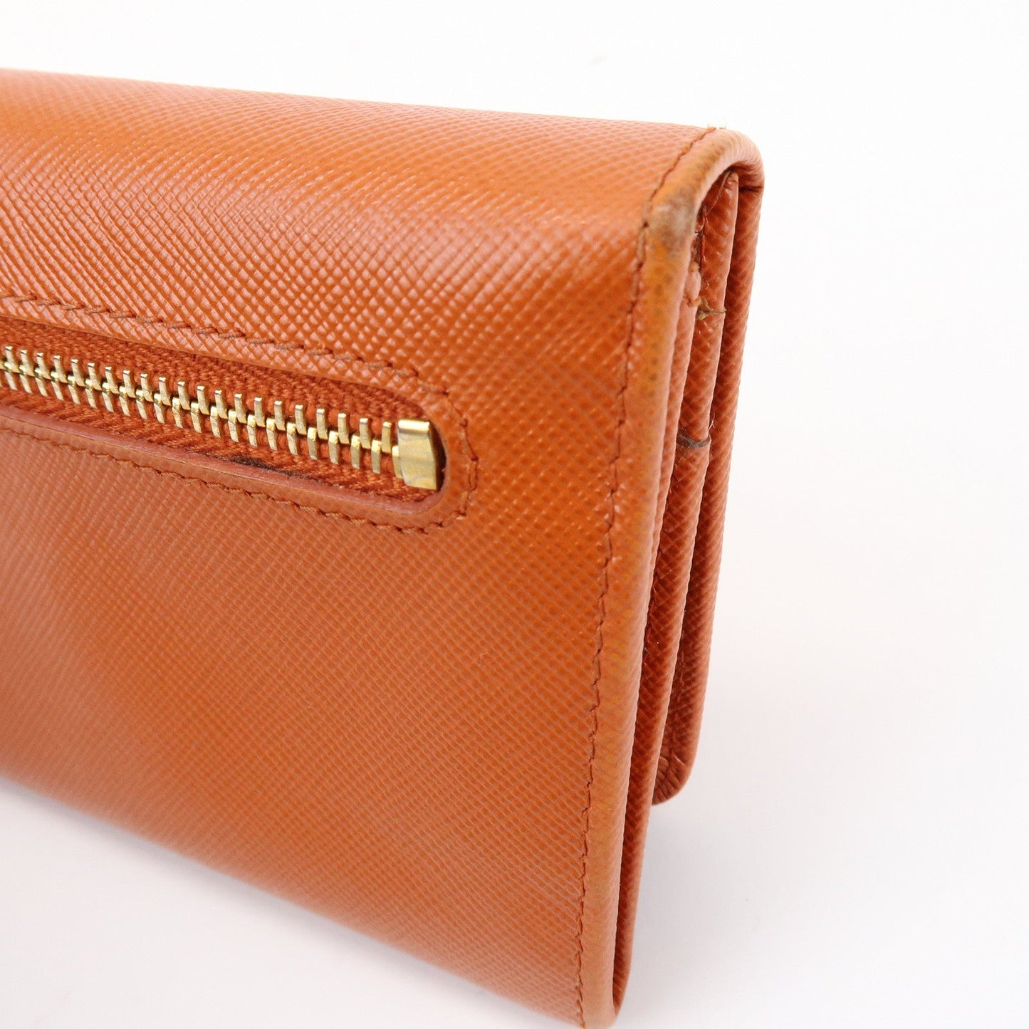 Prada Saffiano Leather Ribbon Flap Long Wallet Orange 1M1132【Pre-order】