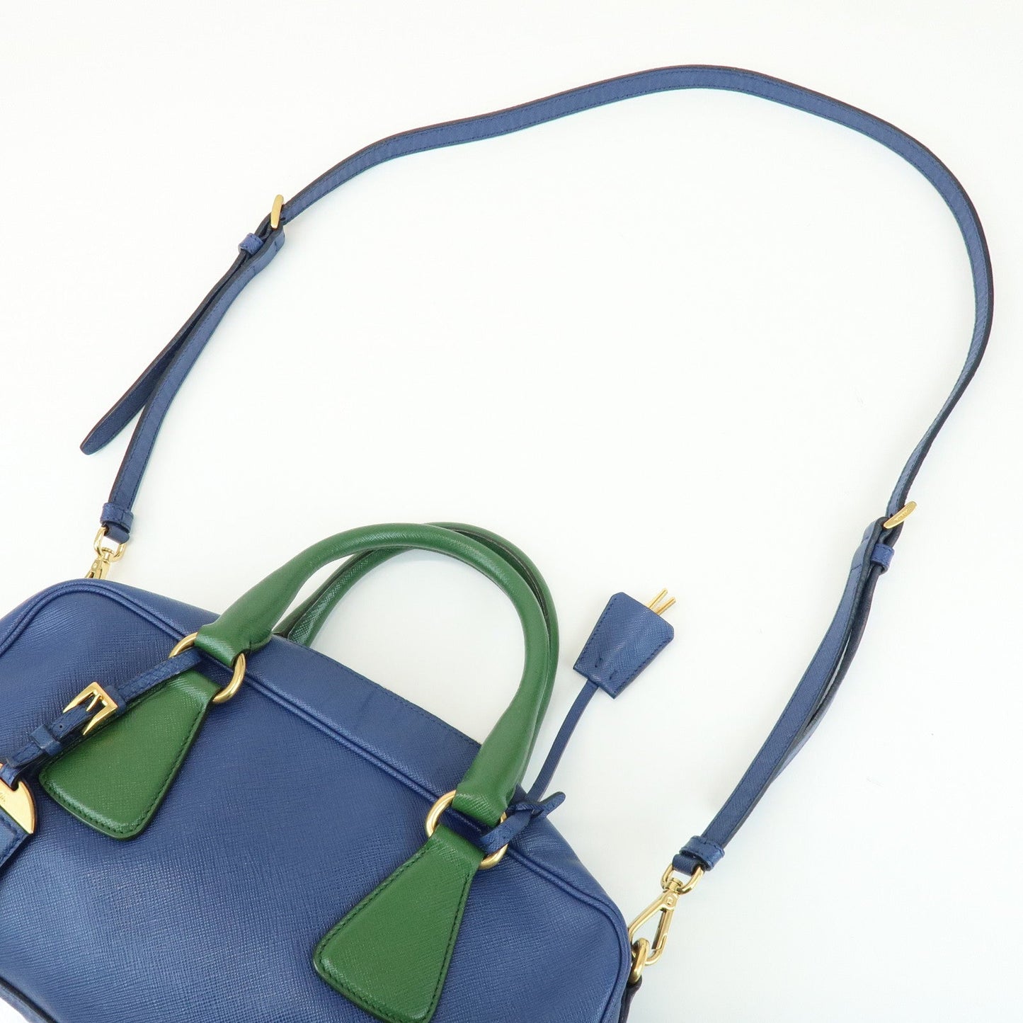 Prada Triangle Logo 2Way Bag Hand Bag Shoulder Bag Blue Green【Pre-order】