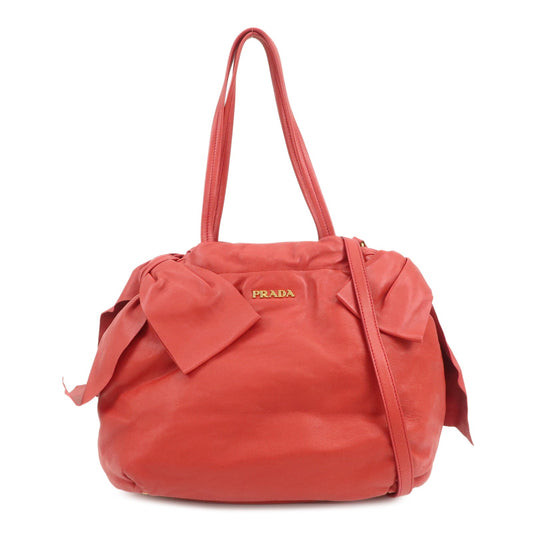Prada Logo Leather 2Way Bag Hand Bag Shoulder Bag Red BR4205【Pre-order】