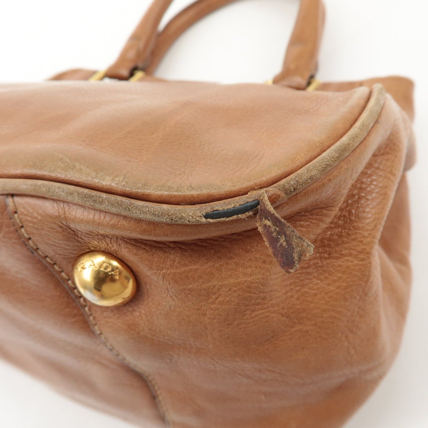 Prada Logo Leather Ribbon 2Way Bag Hand Bag Brown BN2245 Used【Pre-order】