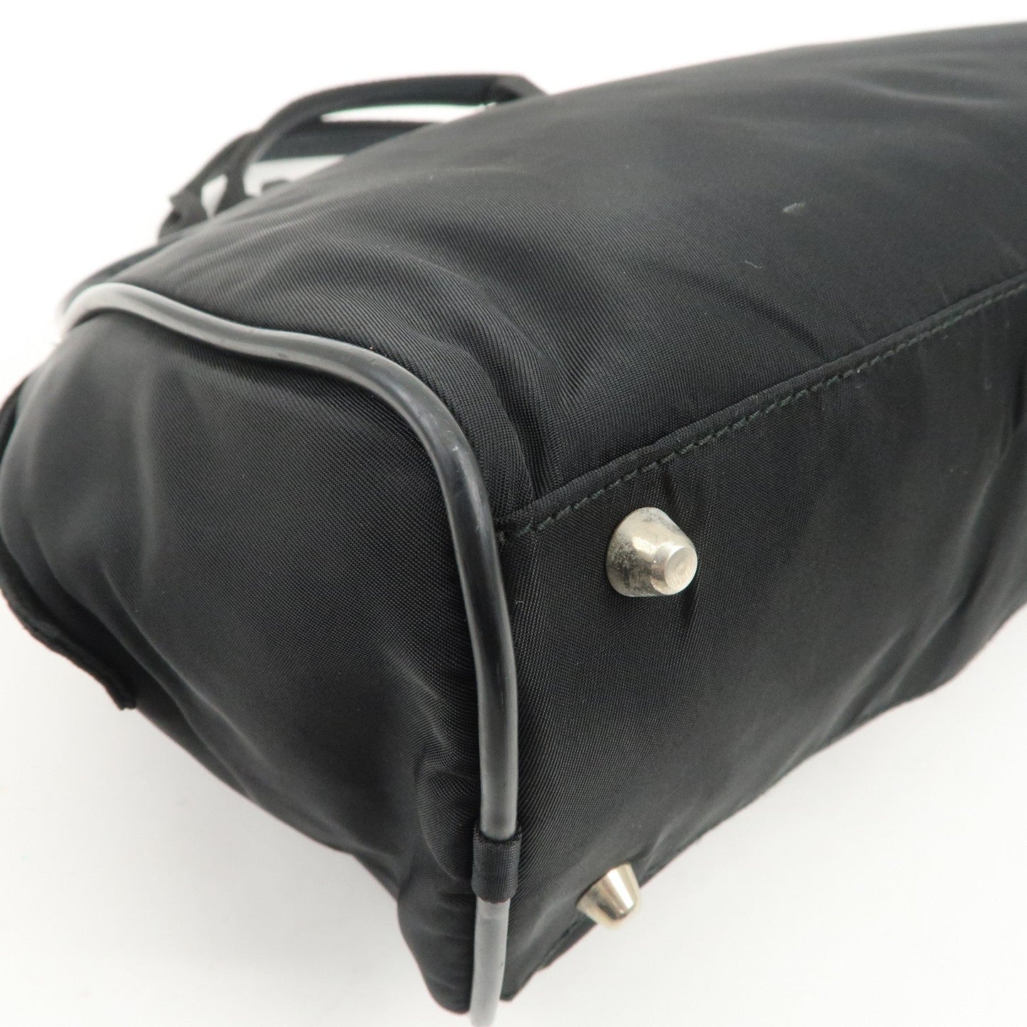Prada Triangle Logo Nylon Leather Hand Bag Boston Bag Black【Pre-order】