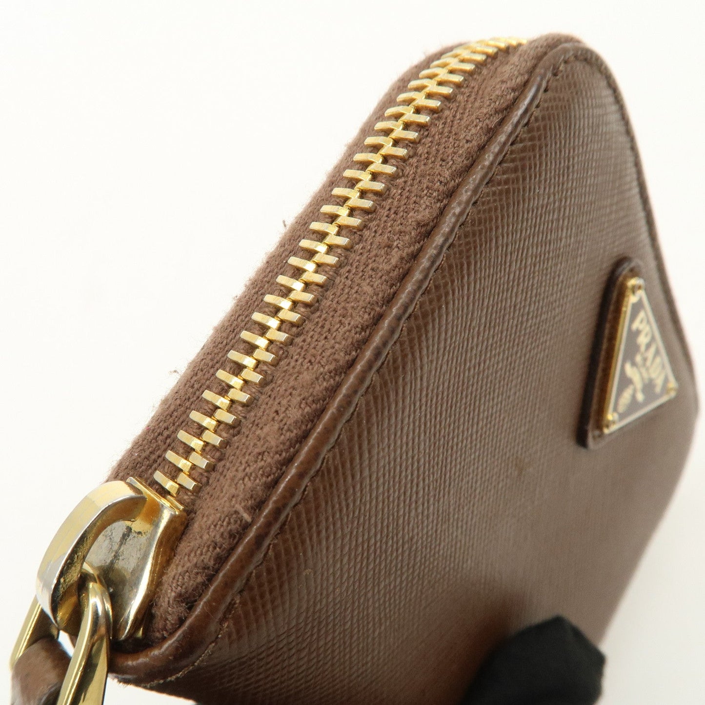 Prada Triangle Logo Saffiano Leather Coin Case Coin Purse Brown【Pre-order】