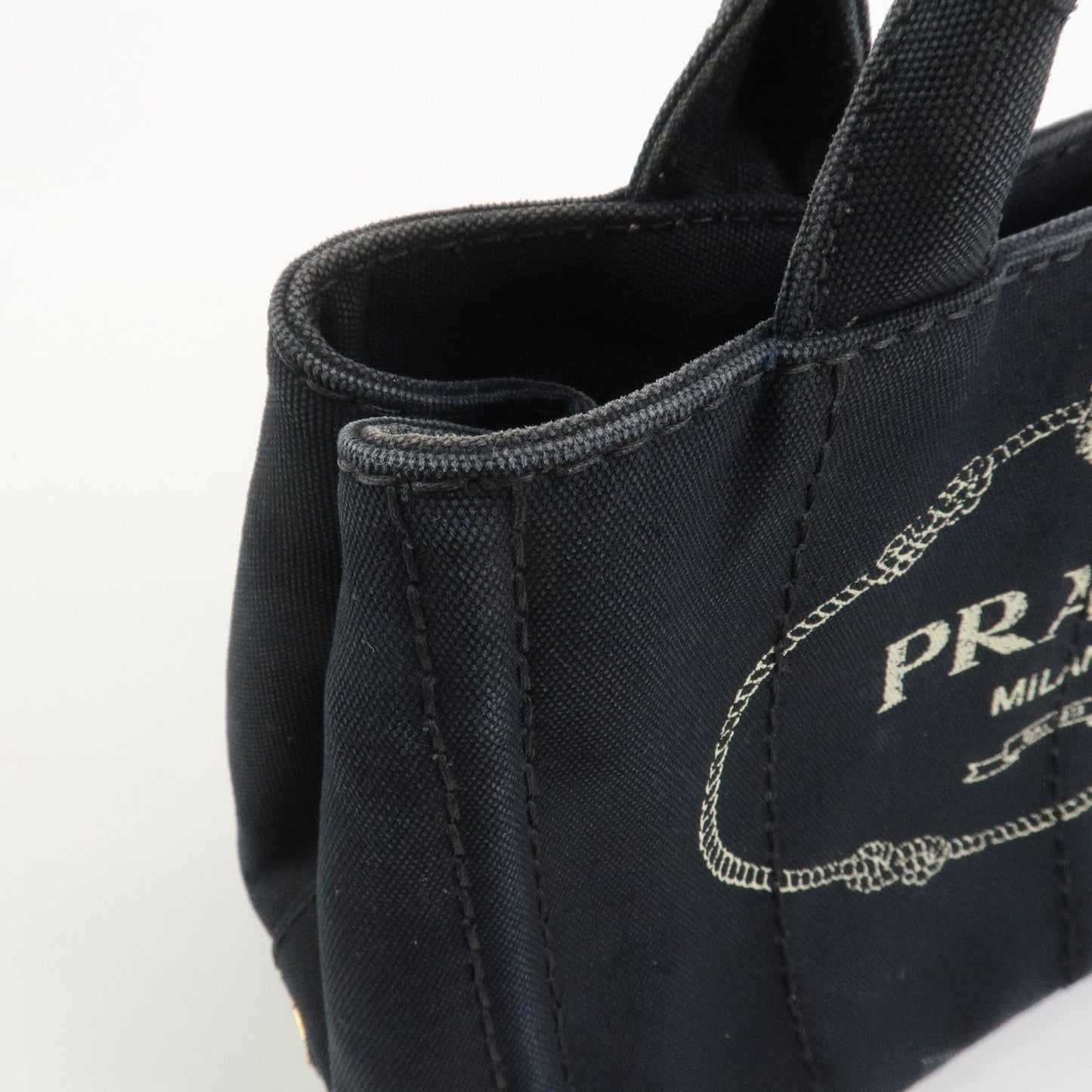Prada Canapa Mini Triangle Logo Canvas 2Way Hand Bag Black 1BG439【Pre-order】