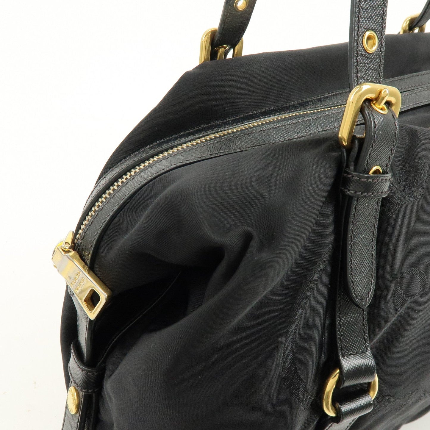 Prada Logo Nylon Leather Boston Bag Shoulder Bag Black BL0600【Pre-order】