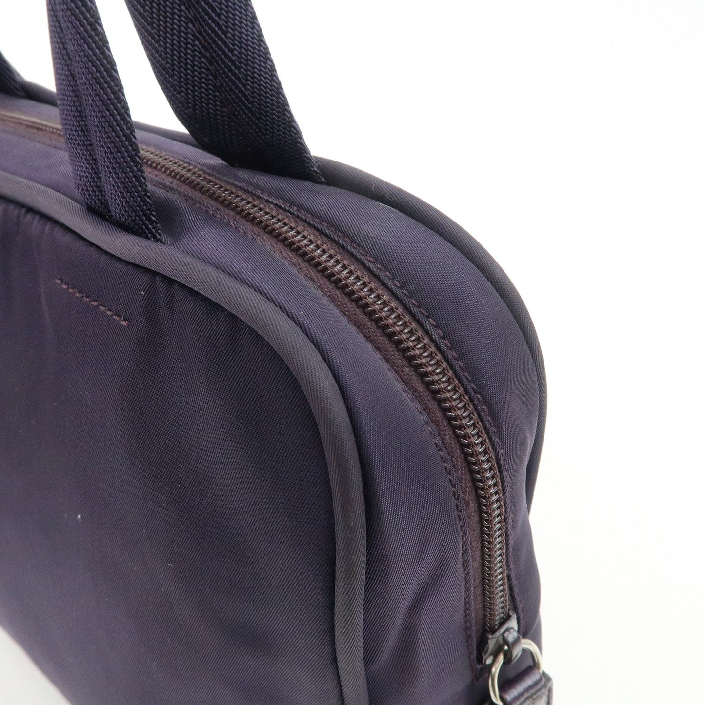 Prada Triangle Logo Leather Nylon Hand Bag Purple B8495【Pre-order】