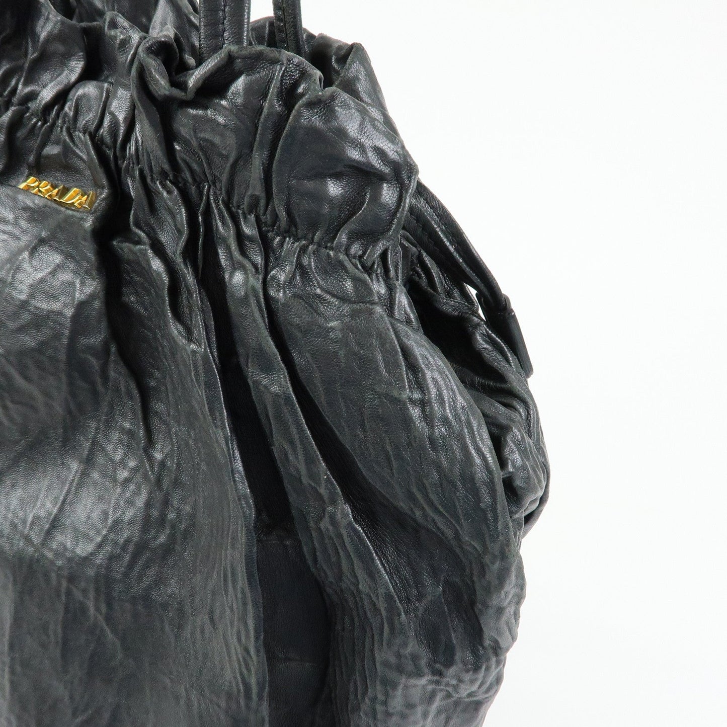 Prada Leather Drawstring Shoulder Bag Hand Bag Black【Pre-order】