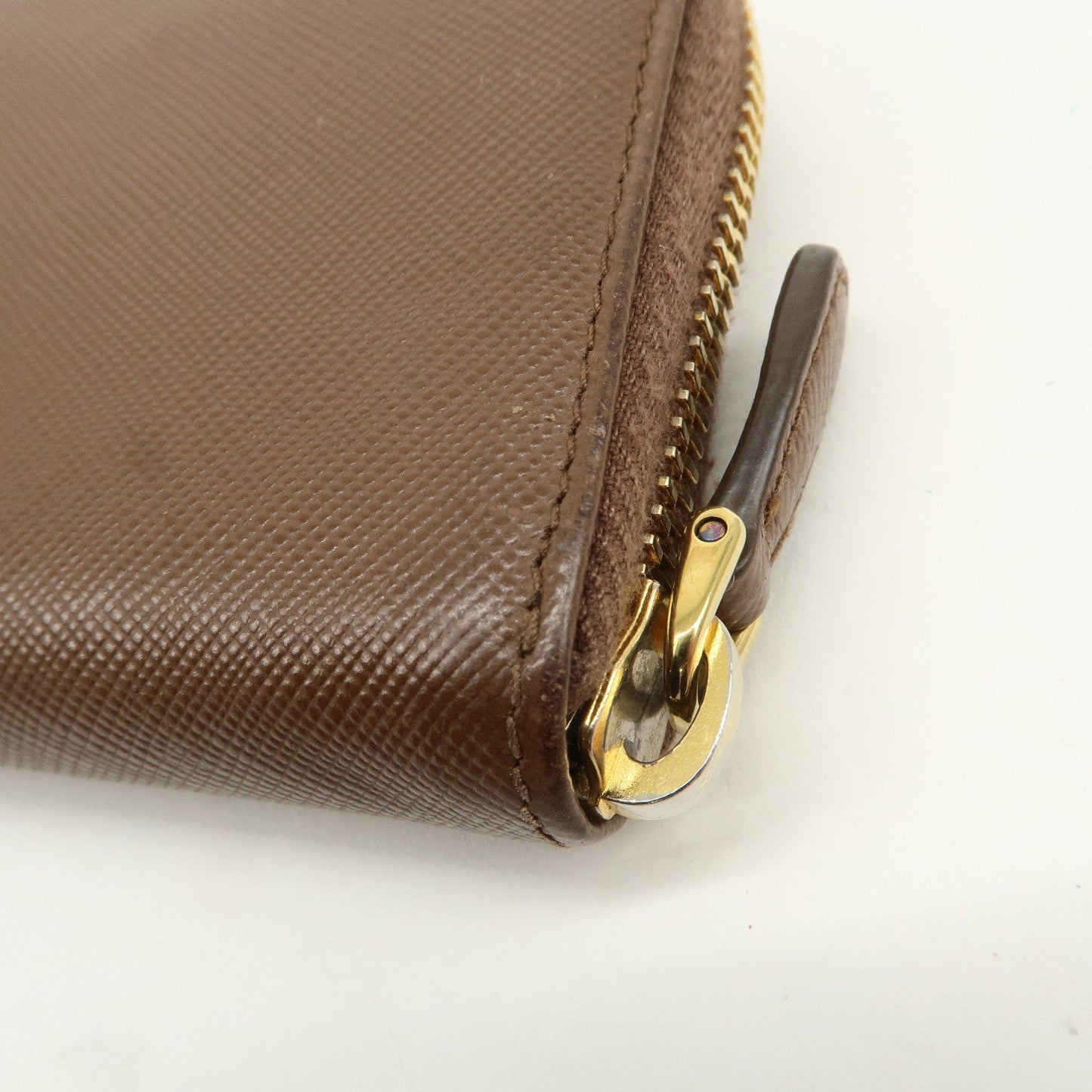 Prada Triangle Logo Saffiano Leather Coin Case Coin Purse Brown【Pre-order】
