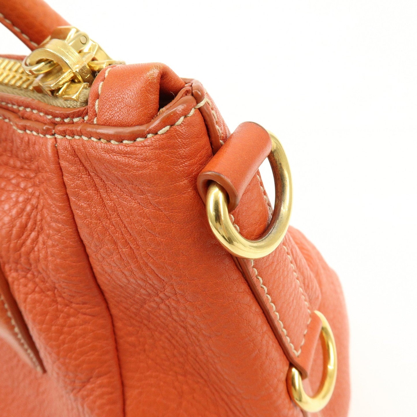 Prada Logo Leather 2Way Bag Hand Bag Shoulder Bag Orange【Pre-order】