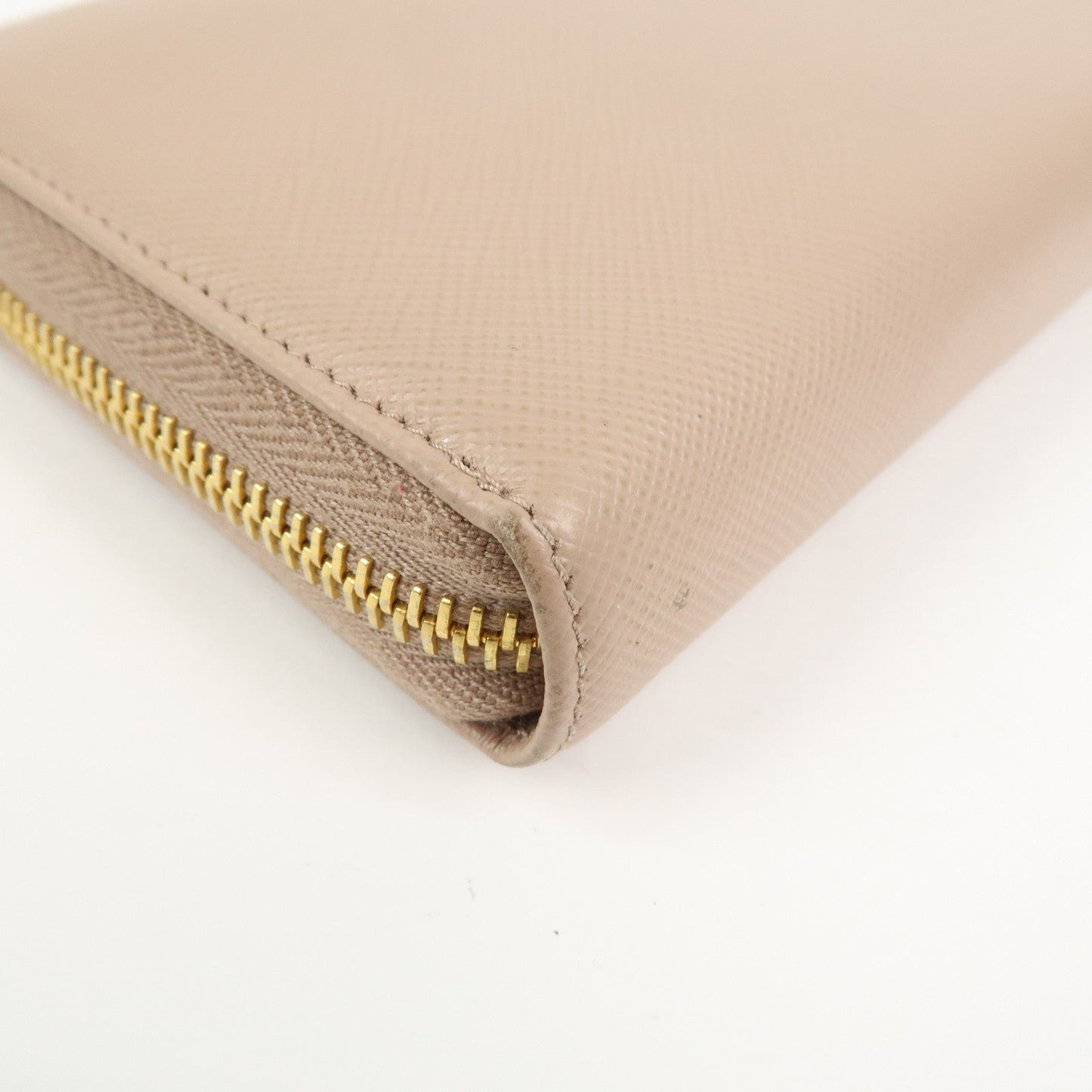 Prada Logo Saffiano Leather Round Zippy Long Wallet Beige 1ML506【Pre-order】