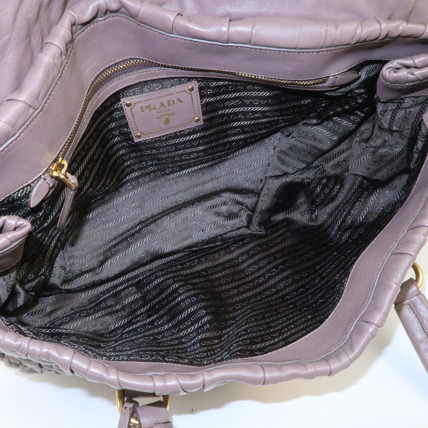 Prada Logo Nappa Gaufre Leather Shoulder Bag Greige BR4443【Pre-order】