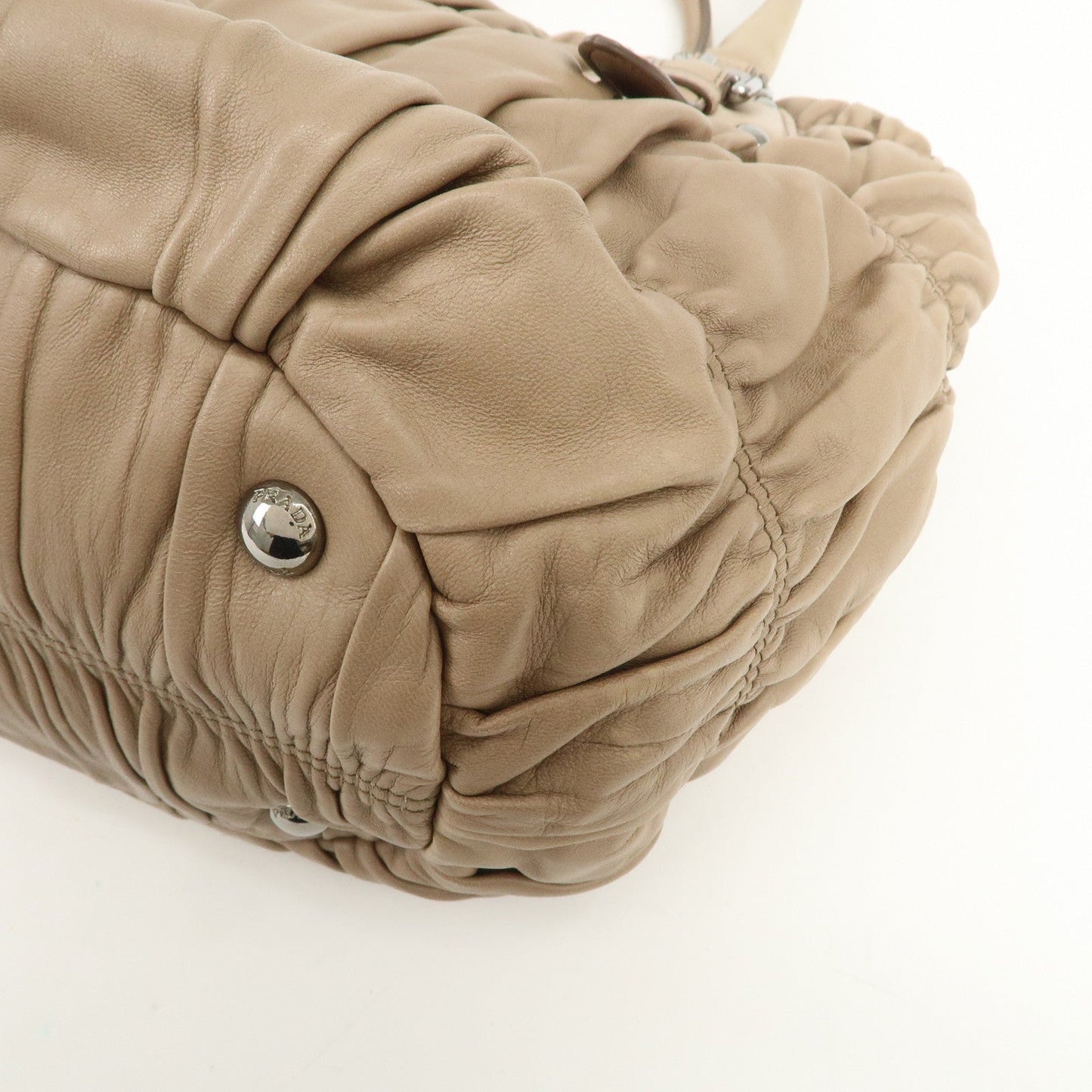 Prada Logo Leather Gathered 2Way Shoulder Bag Hand Bag BN1789【Pre-order】