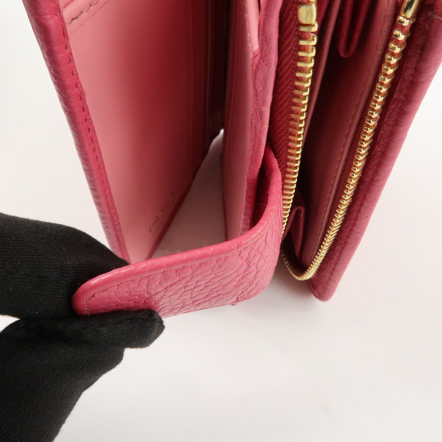 Prada Logo Leather Bi-Fold Wallet Small Wallet Pink 1ML018 Used【Pre-order】