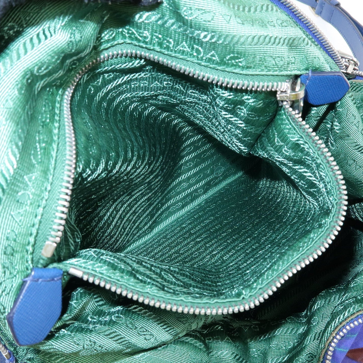 Prada Triangle Logo Linen Leather 2Way Bag Flower Motif Blue BR4696【Pre-order】