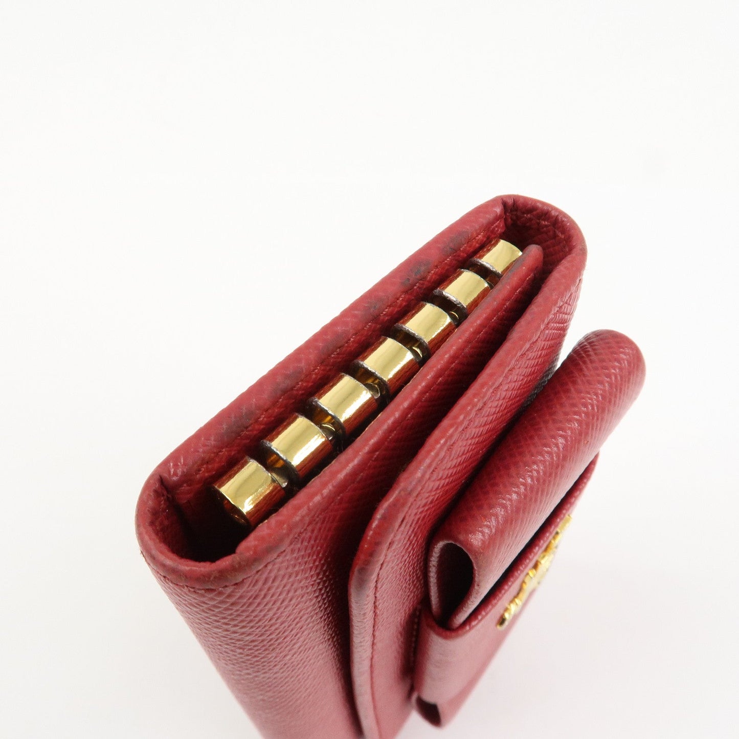 Prada Logo Saffiano Leather Ribbon 6 Rings Key Case Red 1PG222【Pre-order】