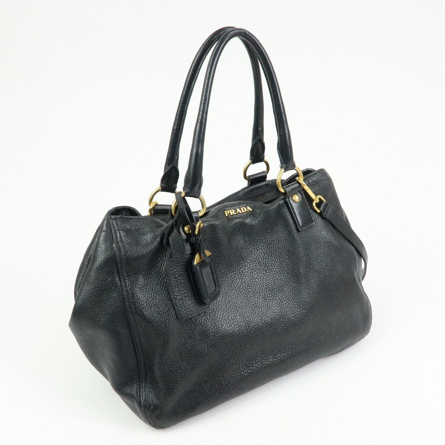 Prada Logo Leather 2Way Bag Hand Bag Shoulder Bag Black BR4083【Pre-order】