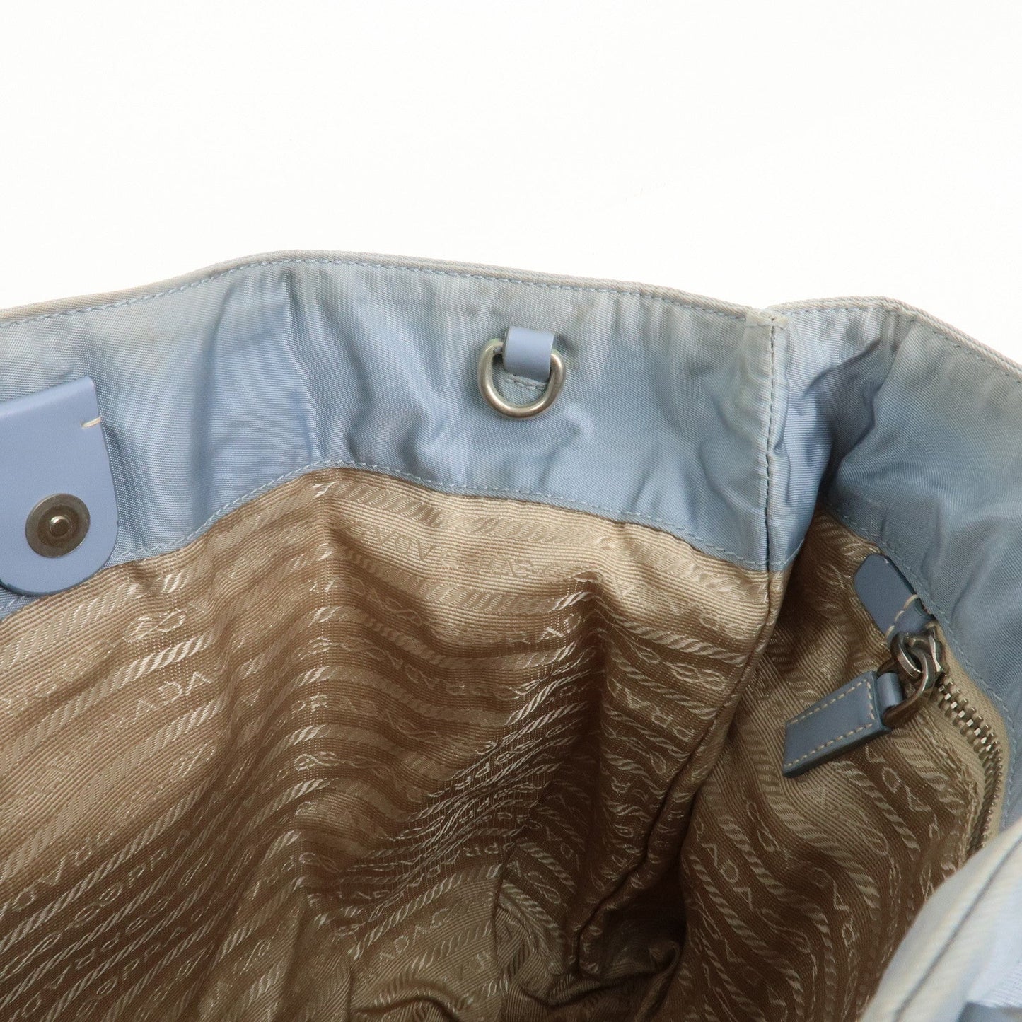 Prada Triangle Logo Nylon Leather Hand Bag Light Blue【Pre-order】