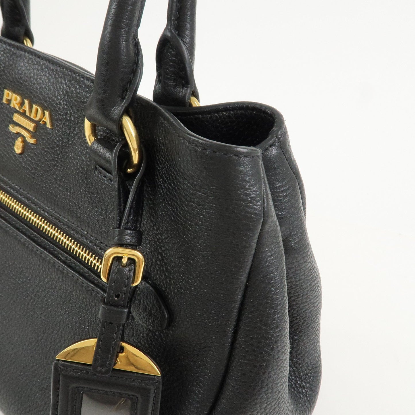 Prada Logo Leather 2Way Bag Shoulder Bag Hand Bag Black 1BG044【Pre-order】