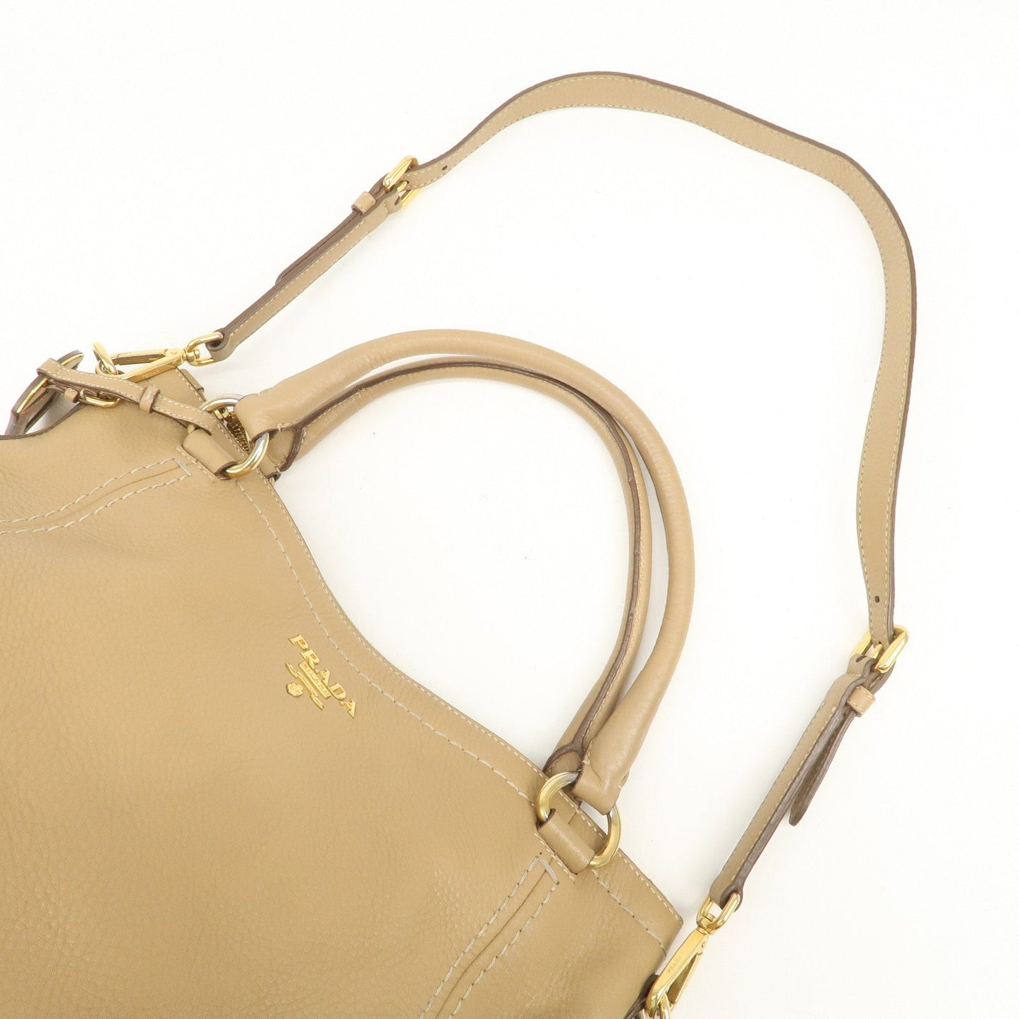 Prada Logo Leather 2Way Bag Hand Bag Shoulder Bag Camel【Pre-order】