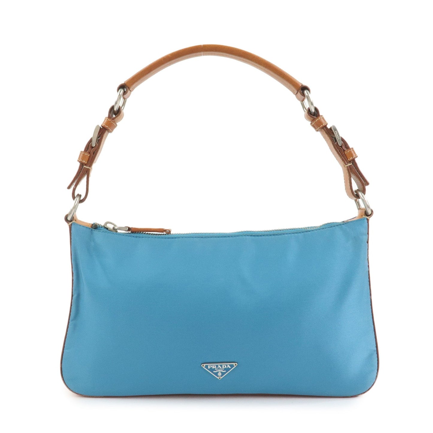 Prada Triangle Logo Nylon Leather Shoulder Bag Blue Brown BR2205【Pre-order】