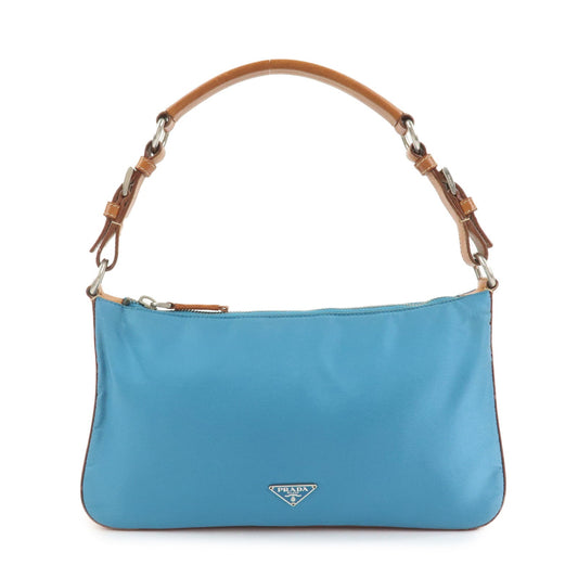 Prada Triangle Logo Nylon Leather Shoulder Bag Blue Brown BR2205【Pre-order】