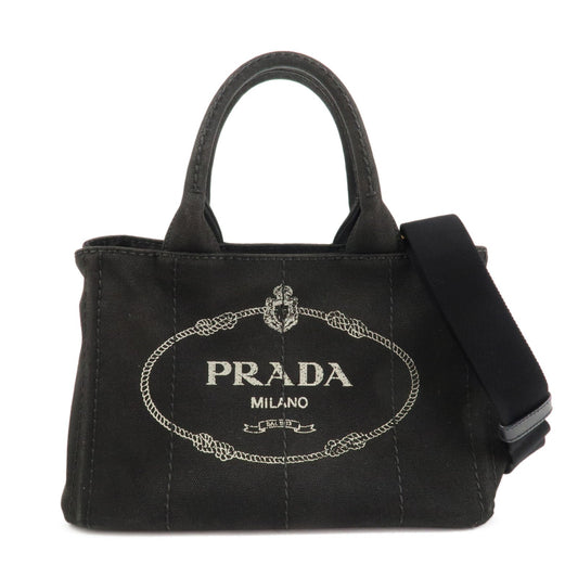 Prada Canapa Mini Canvas 2Way Hand Bag Tote Bag Black 1BG439 Used【Pre-order】