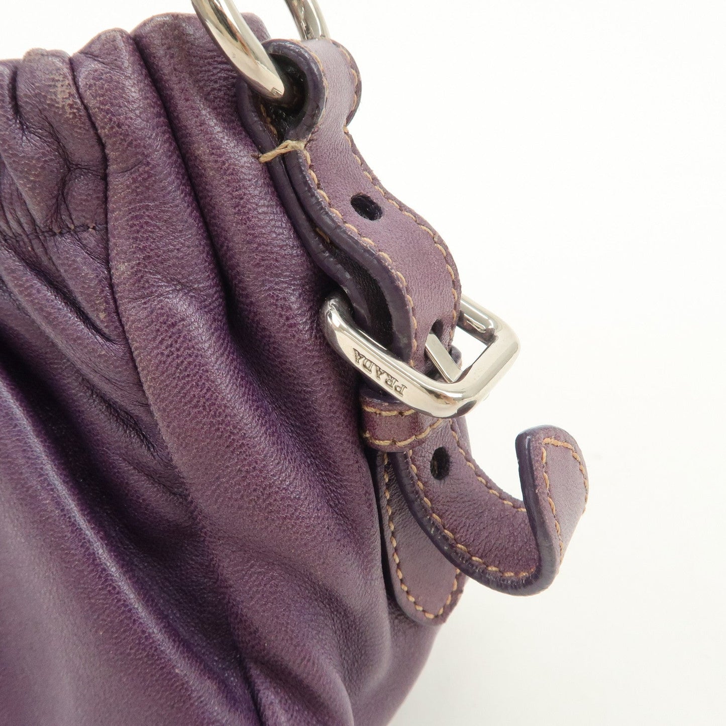 Prada Ribbon Leather Shoulder Bag Hand Bag Purple Used【Pre-order】