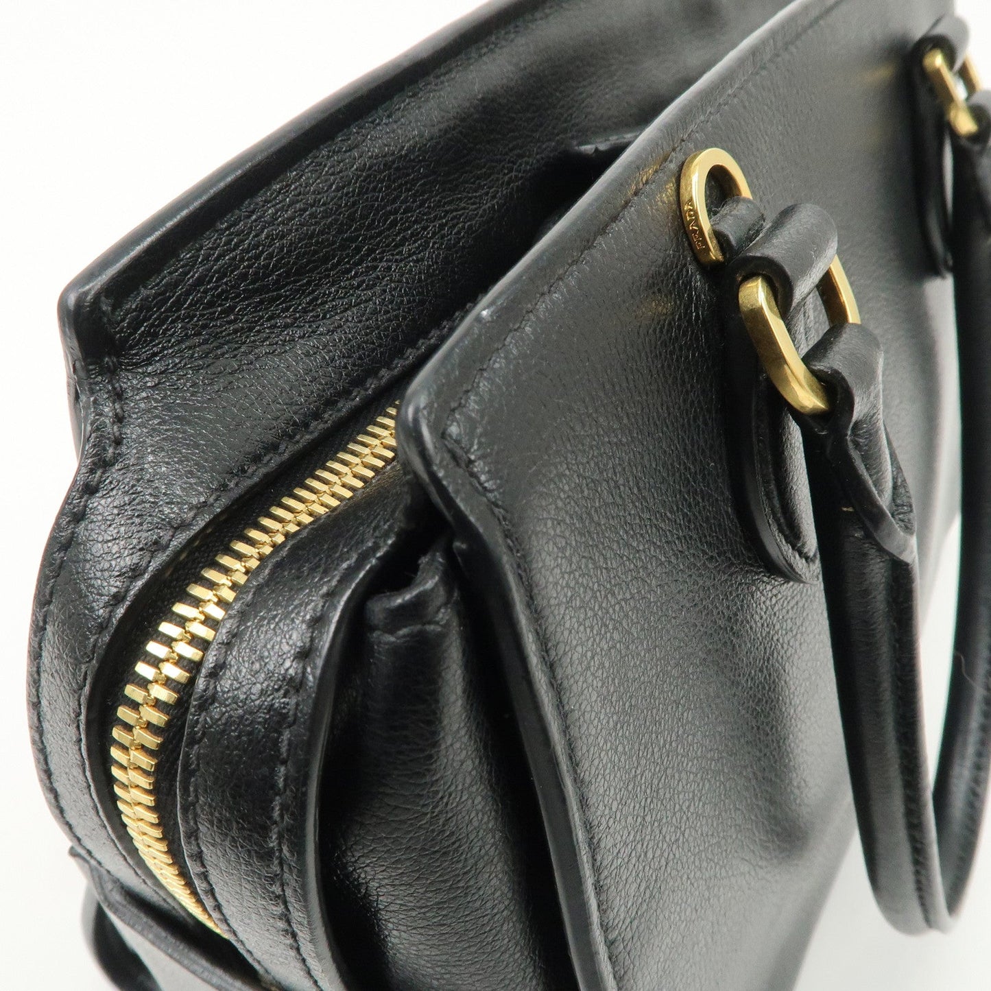 Prada Leather 2Way Bag Hand Bag Black Gold Hardware Used【Pre-order】