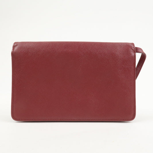 Prada Saffiano Leather Shoulder Wallet Red Gold BT1019【Pre-order】