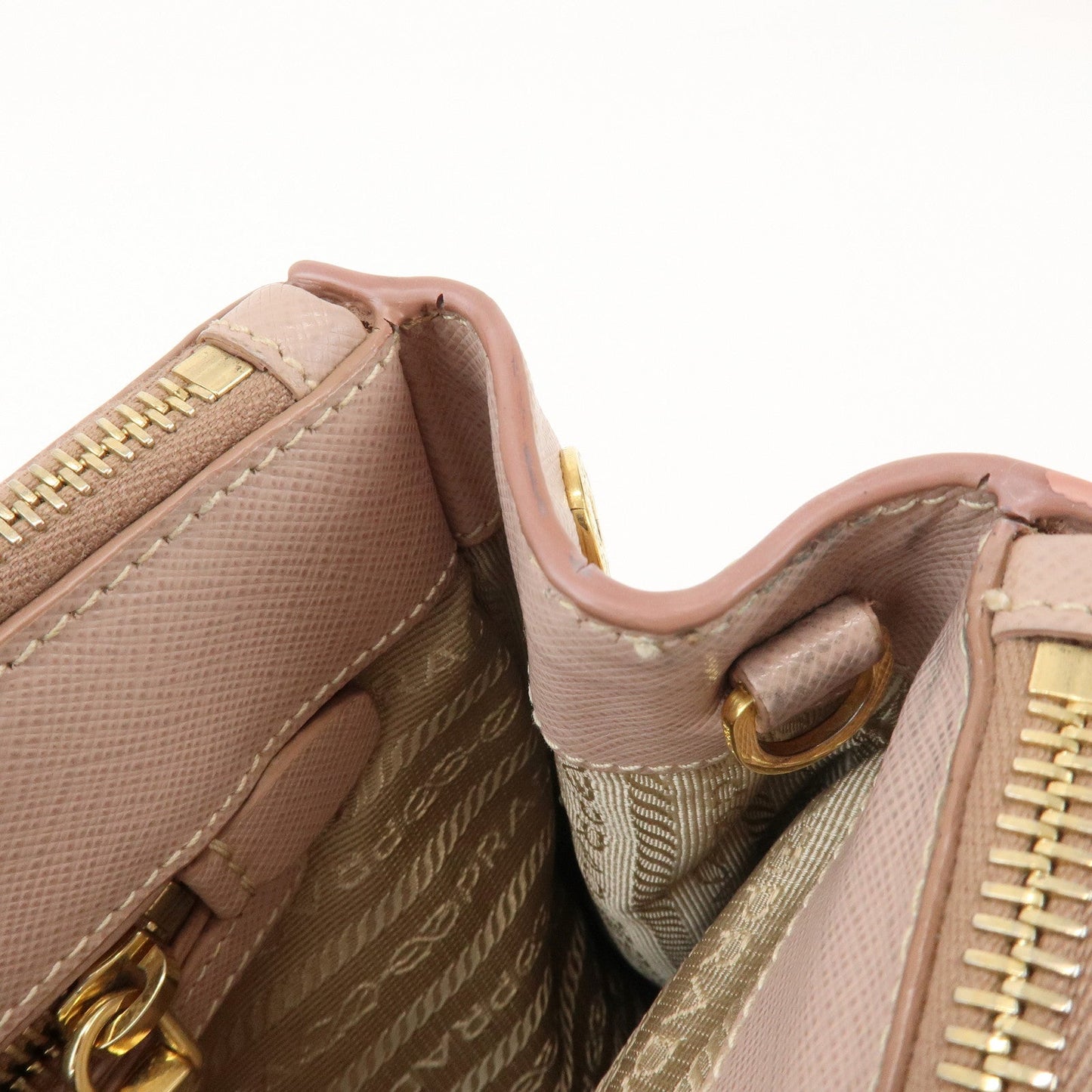 Prada Traingle Logo Galleria 2Way Bag Hand Bag Pink Beige1BA863【Pre-order】