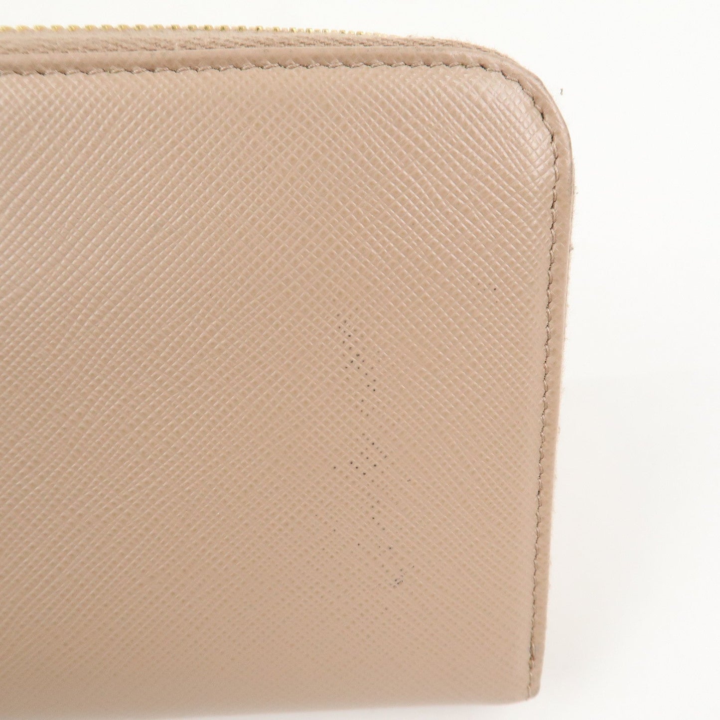 Prada Logo Saffiano Leather Round Zippy Long Wallet Beige 1ML506【Pre-order】