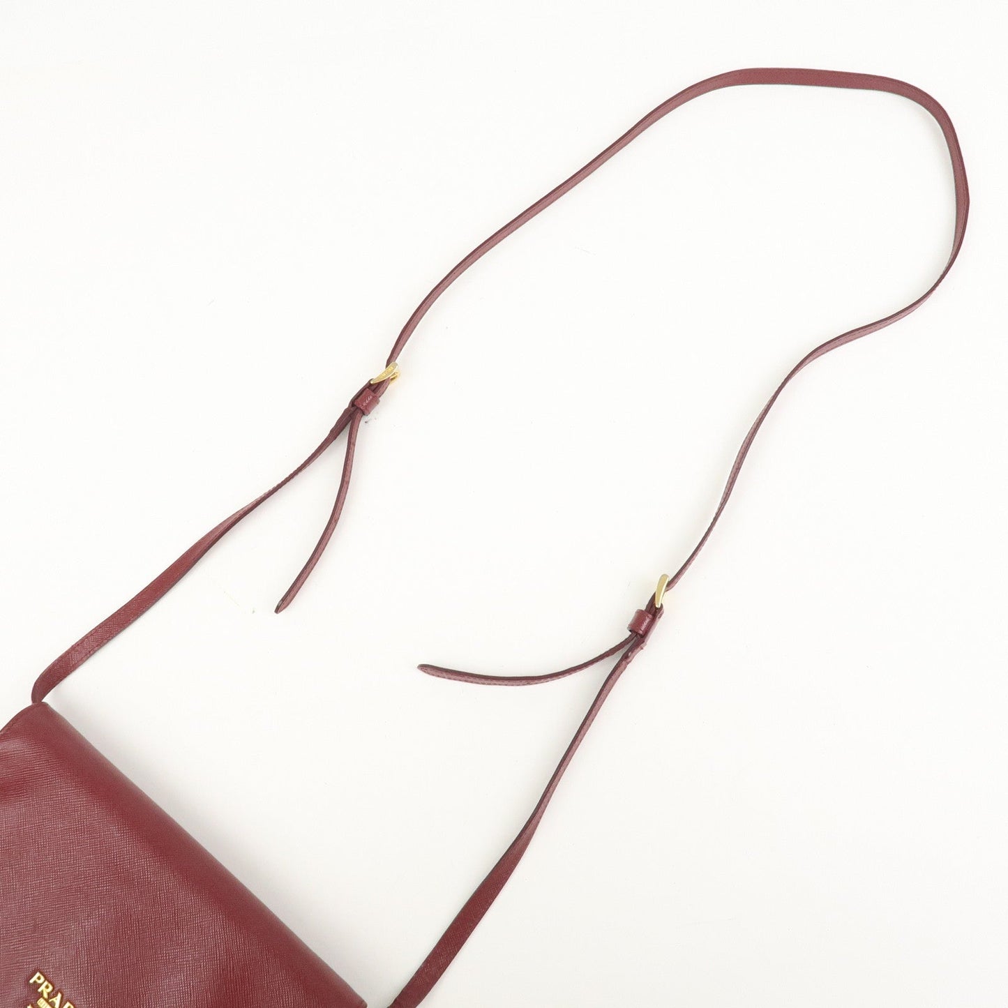 Prada Saffiano Leather Shoulder Wallet Red Gold BT1019【Pre-order】