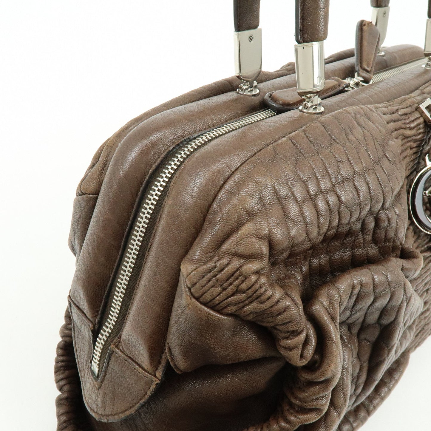 Christian Dior Embossed Gathered Leather Boston Bag Hand Bag【Pre-order】