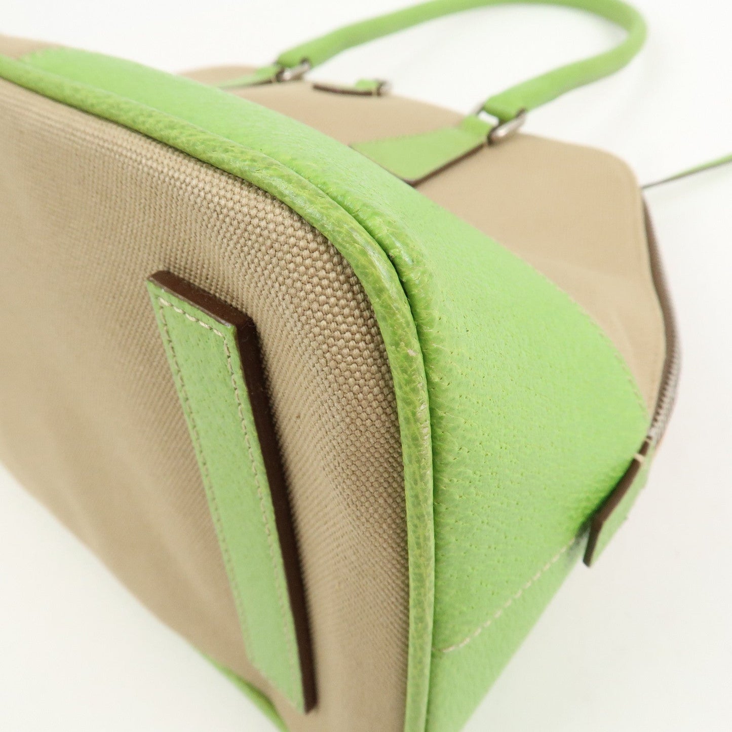 Prada Canvas Leather Tote Bag Hand Bag Beige Light Green BN0082【Pre-order】