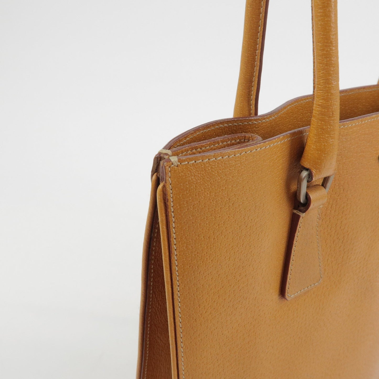 Prada Triangle Logo Leather Tote Bag Shoulder Bag Light Brown【Pre-order】