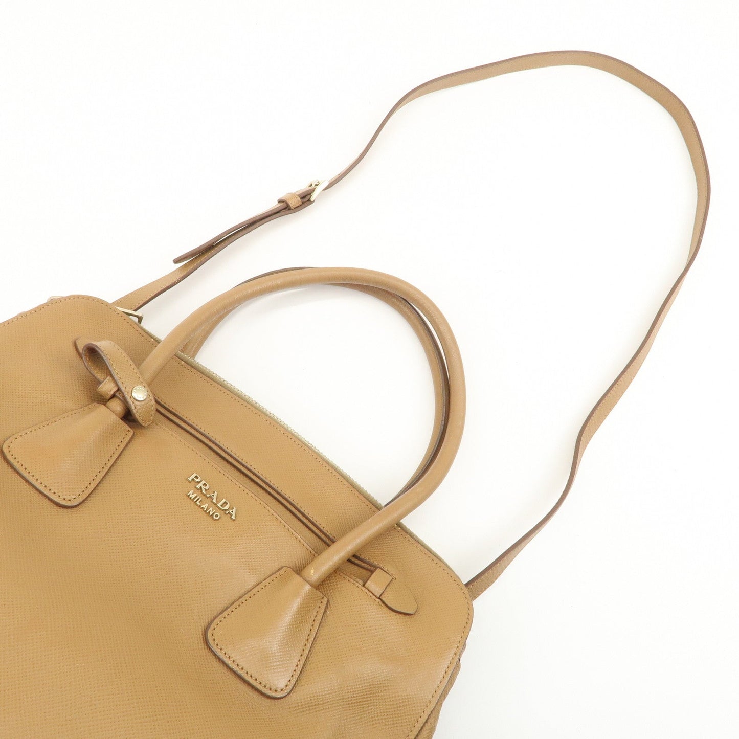 Prada Leather 2Way Bag Hand Bag Shoulder Bag Light Brown BN2572【Pre-order】