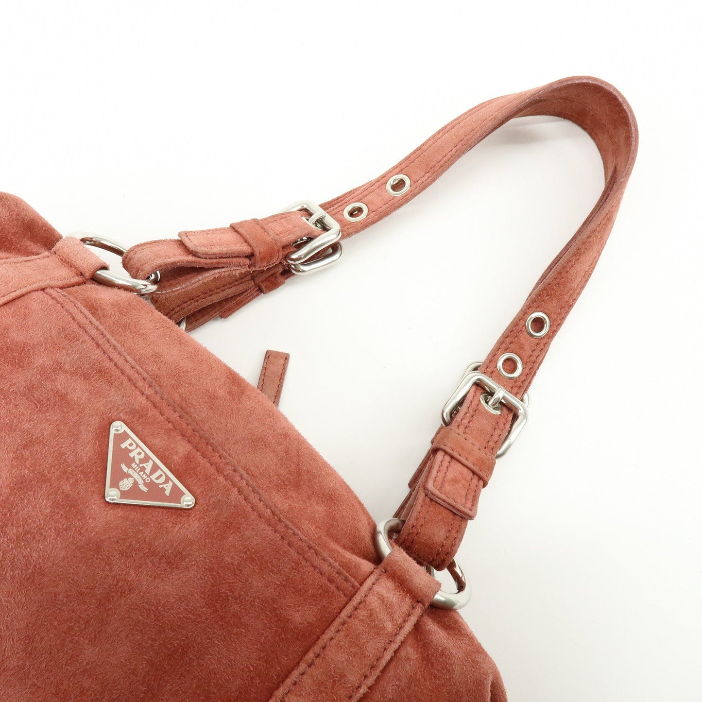 Prada Suede Boston Bag Hand Bag Pink BR2630【Pre-order】