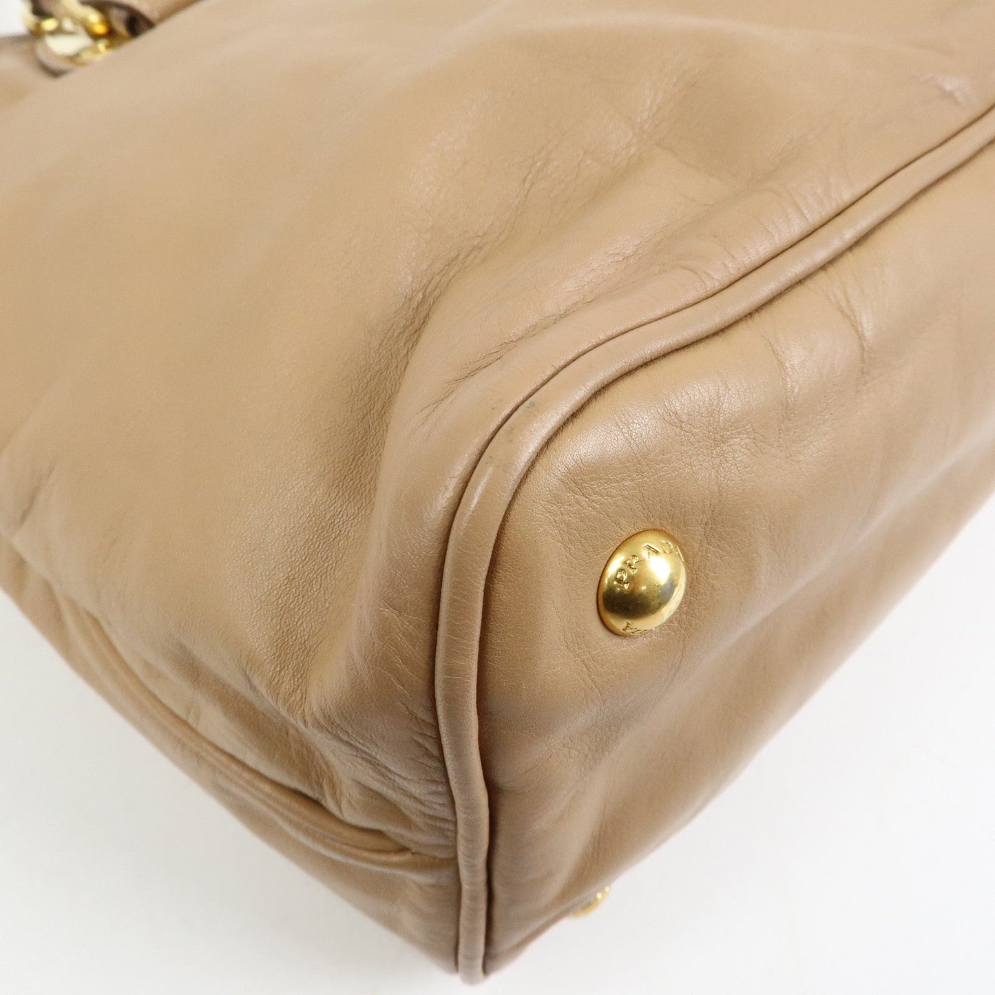 Prada Soft Calf Leather 2Way Hand Shoulder Bag Light Brown BN1902【Pre-order】