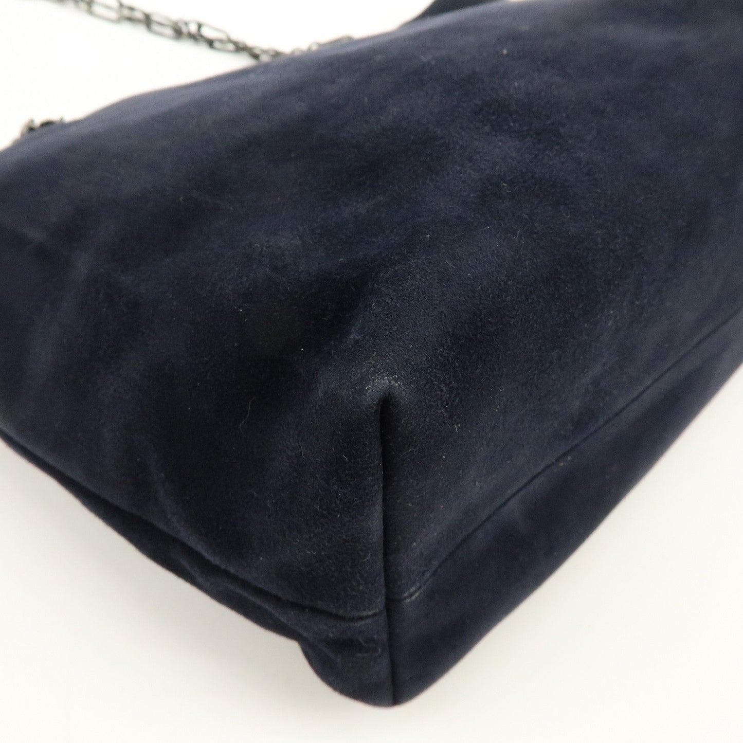 Prada Logo Suede Chain Shoulder Bag Tote Bag Dark Navy【Pre-order】