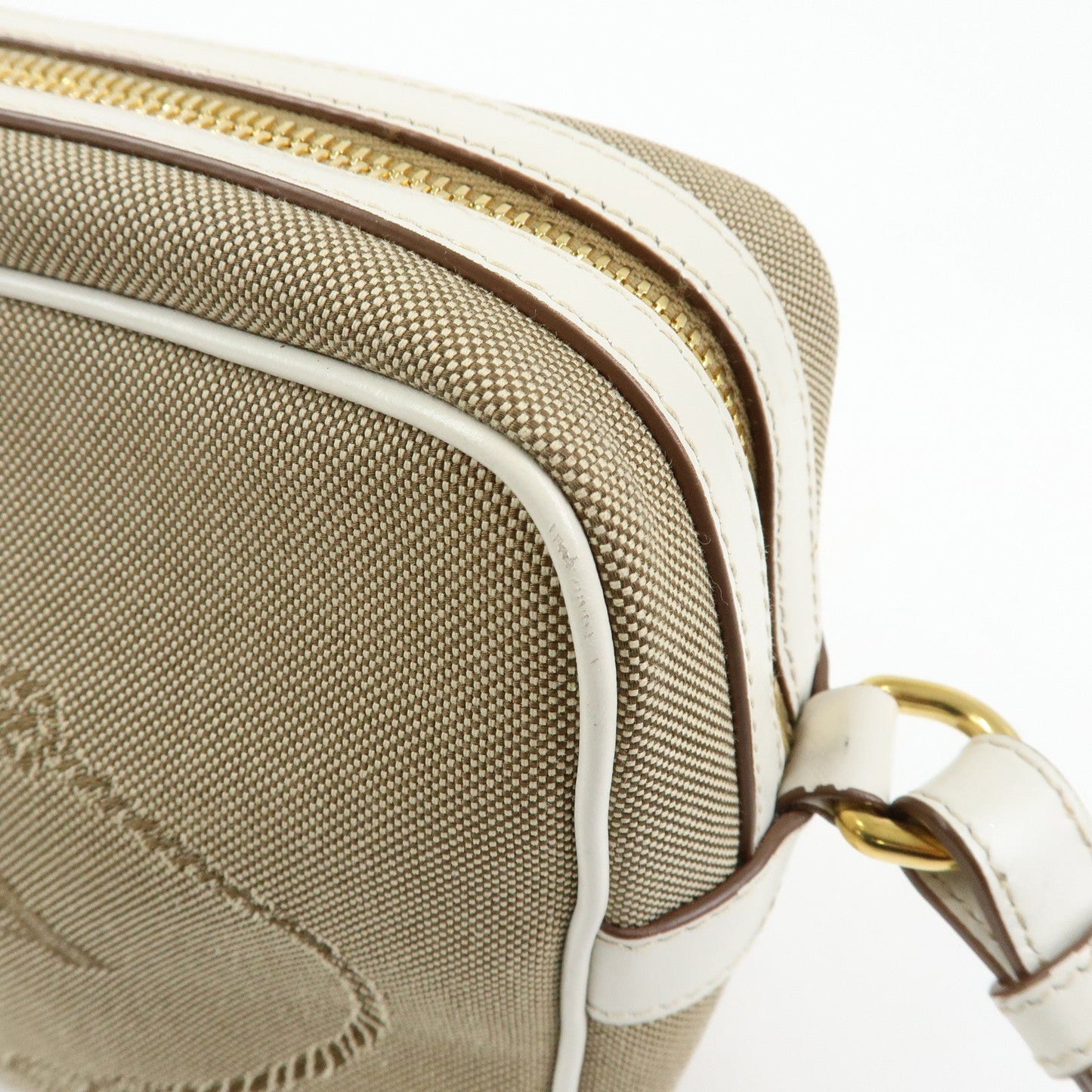 Prada Logo Jacquard Leather Shoulder Bag Beige White 1BH089【Pre-order】