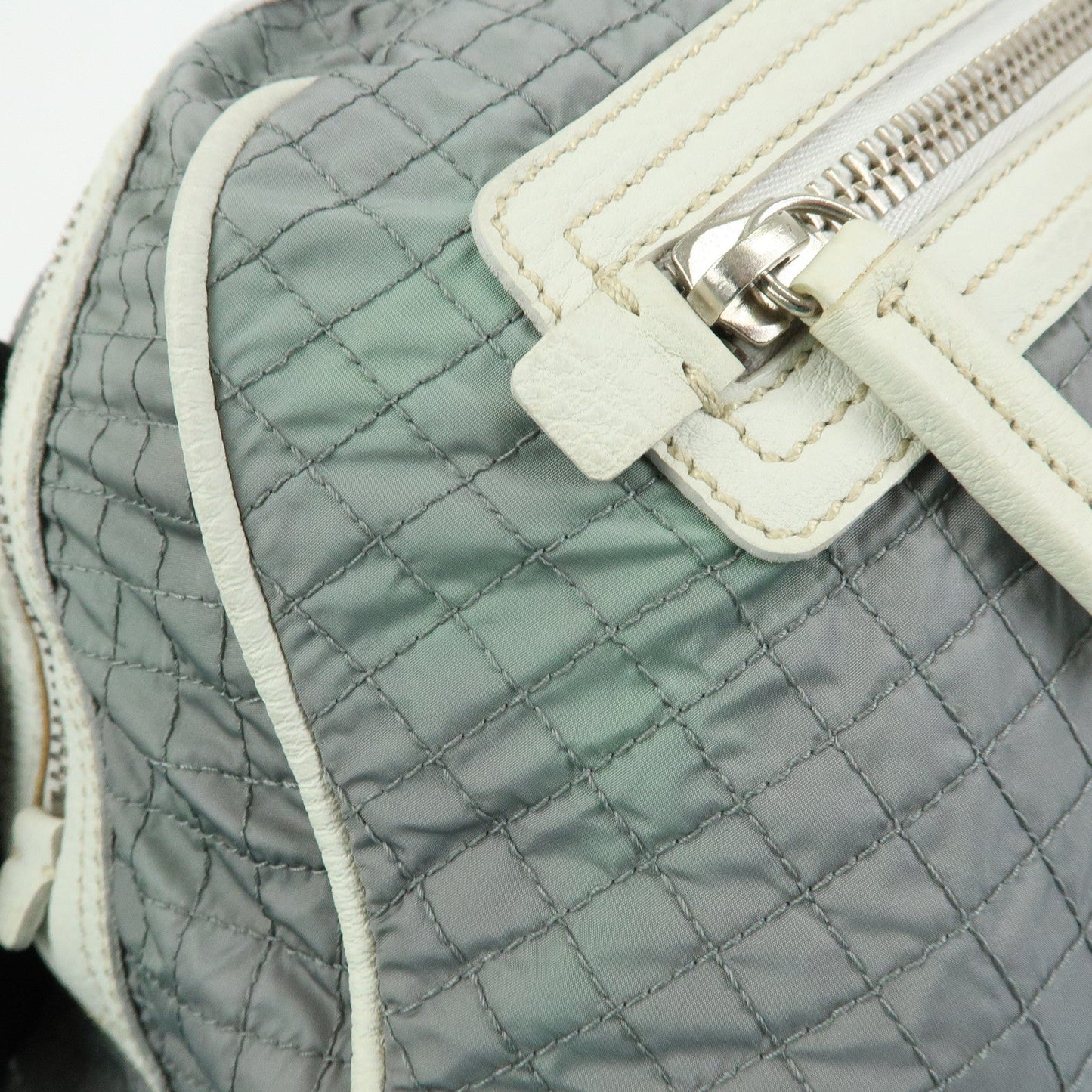 Prada Sports Nylon Leather Boston Bag Hand Bag Gray Irvory【Pre-order】