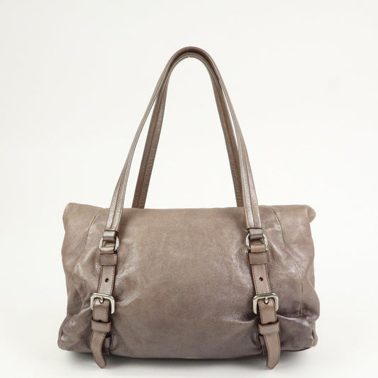 Prada Logo Leather Shoulder Bag Hand Bag Metallic Brown BR3901【Pre-order】